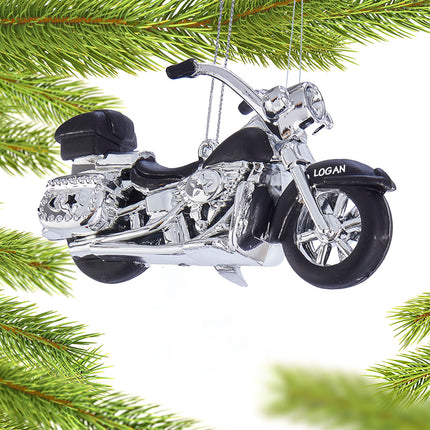 Motorcycle Personalized Christmas Ornament - COLOR - Black created by KURT ADLER and designed by Ornament Shop