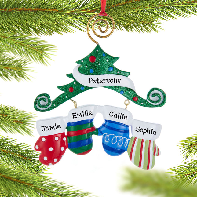 keepsake personalized mitten family of 3 christmas ornament – Christmas ornament, holiday tree decoration or gift