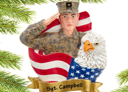 personalized personalized soldier with flag christmas ornament – Christmas ornament, holiday tree decoration or gift