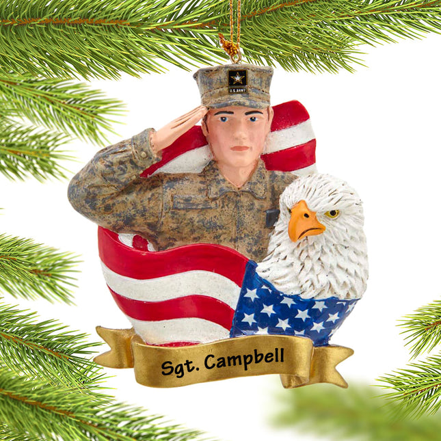 personalized personalized soldier with flag christmas ornament – Christmas ornament, holiday tree decoration or gift