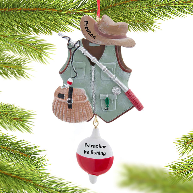 decorative personalized fishing vest christmas ornament – Christmas ornament, holiday tree decoration or gift