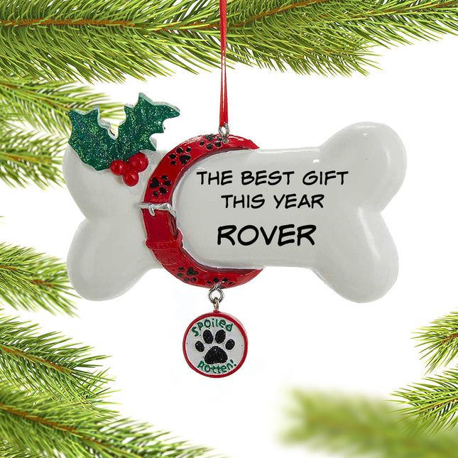 personalized personalized spoiled rotten dog bone christmas ornament – Christmas ornament, holiday tree decoration or gift