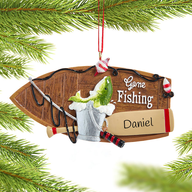 holiday personalized fishing boat christmas ornament – Christmas ornament, holiday tree decoration or gift