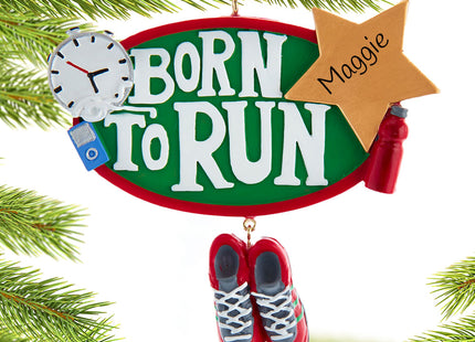 holiday personalized born to run christmas ornament – Christmas ornament, holiday tree decoration or gift