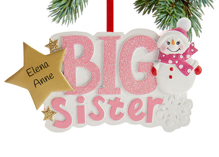 custom personalized big sister snowman christmas ornament – Christmas ornament, holiday tree decoration or gift