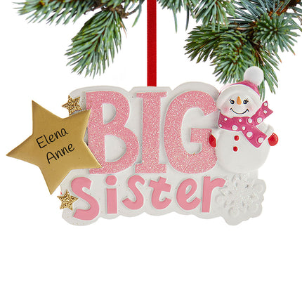 custom personalized big sister snowman christmas ornament – Christmas ornament, holiday tree decoration or gift
