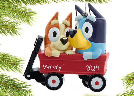 decorative personalized bluey + bingo christmas ornament – Christmas ornament, holiday tree decoration or gift