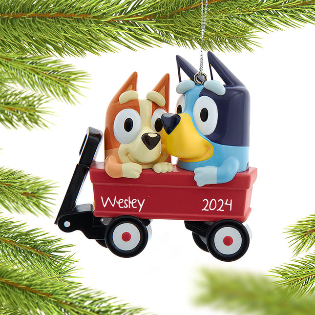 decorative personalized bluey + bingo christmas ornament – Christmas ornament, holiday tree decoration or gift
