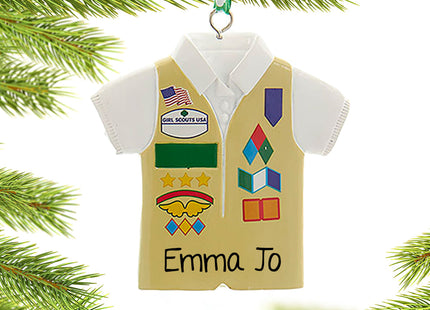 engraved personalized girl scouts of usa cadette vest christmas ornament – Christmas ornament, holiday tree decoration or gif
