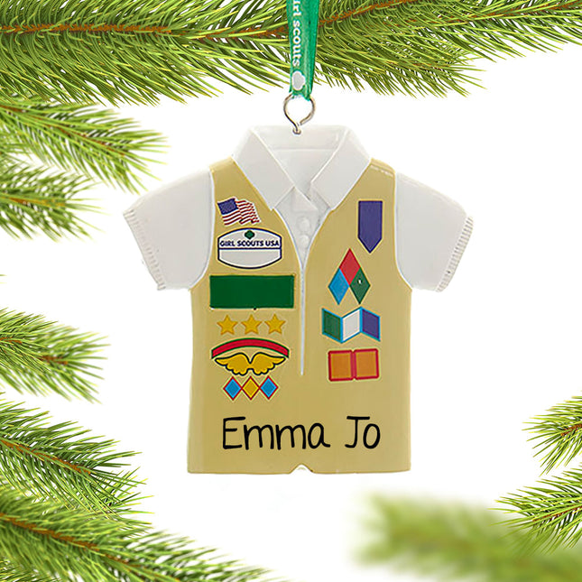 engraved personalized girl scouts of usa cadette vest christmas ornament – Christmas ornament, holiday tree decoration or gif