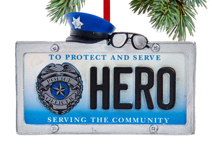 custom personalized police hero license plate christmas ornament – Christmas ornament, holiday tree decoration or gift