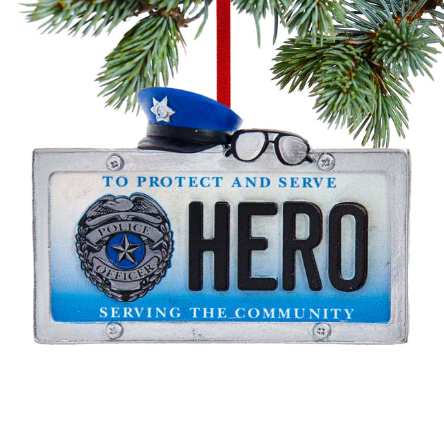 custom personalized police hero license plate christmas ornament – Christmas ornament, holiday tree decoration or gift