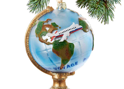 custom travel globe with airplane christmas ornament – Christmas ornament, holiday tree decoration or gift