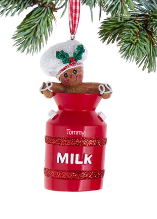 Gingerbread Man Milk Bottle Ornament  by KURT ADLER Ornament