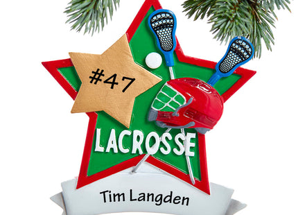 personalized personalized lacrosse star christmas ornament – Christmas ornament, holiday tree decoration or gift