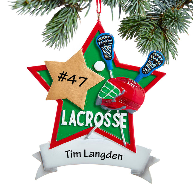 personalized personalized lacrosse star christmas ornament – Christmas ornament, holiday tree decoration or gift