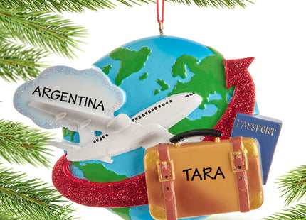 engraved personalized travel christmas ornament – Christmas ornament, holiday tree decoration or gift