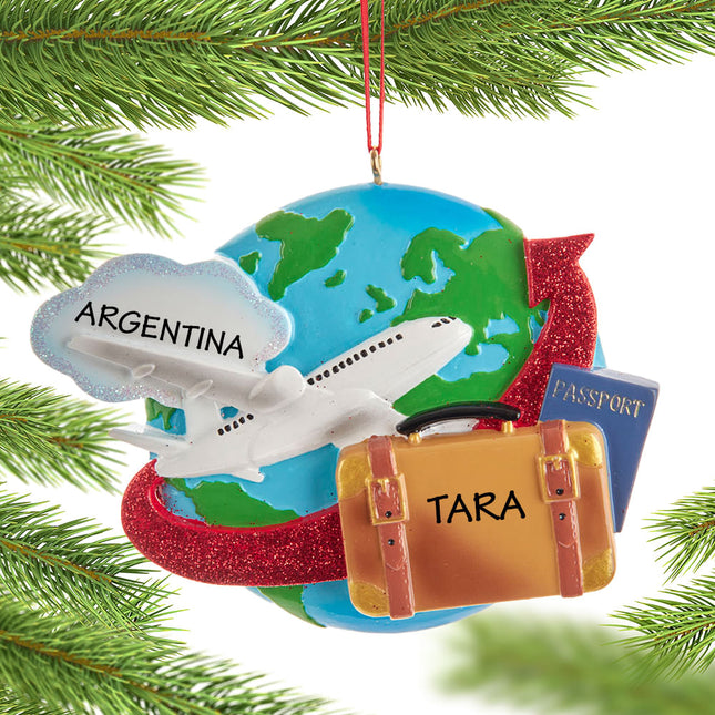 engraved personalized travel christmas ornament – Christmas ornament, holiday tree decoration or gift