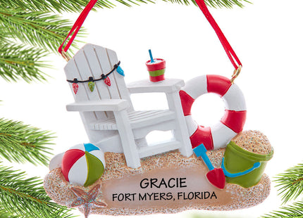 decorative personalized beach chair christmas ornament – Christmas ornament, holiday tree decoration or gift