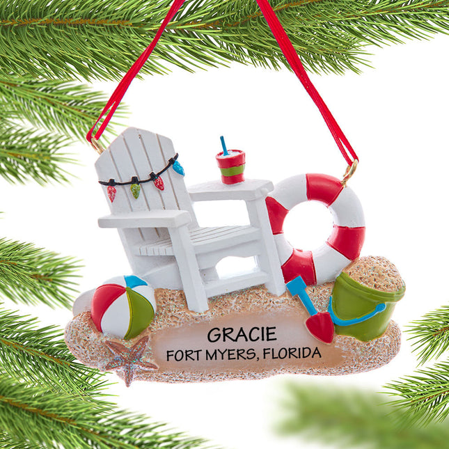 decorative personalized beach chair christmas ornament – Christmas ornament, holiday tree decoration or gift