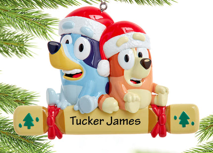 engraved personalized disney's bluey & bingo christmas ornament – Christmas ornament, holiday tree decoration or gift