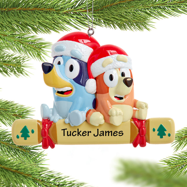 engraved personalized disney's bluey & bingo christmas ornament – Christmas ornament, holiday tree decoration or gift