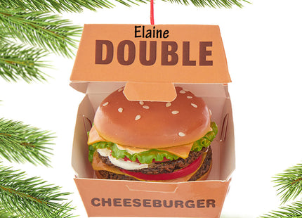 decorative personalized deluxe double cheeseburger christmas ornament – Christmas ornament, holiday tree decoration or gift