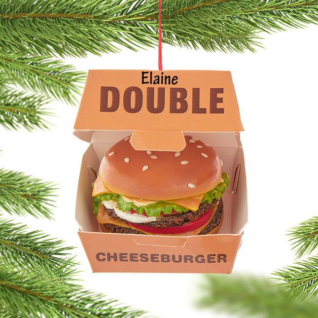 decorative personalized deluxe double cheeseburger christmas ornament – Christmas ornament, holiday tree decoration or gift