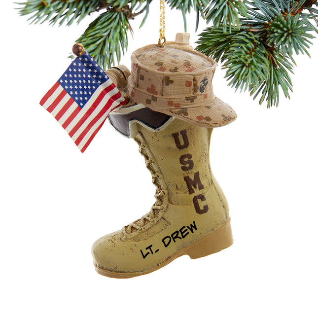 holiday personalized us marines boot with flag and icons christmas ornament – Christmas ornament, holiday tree decoration or 