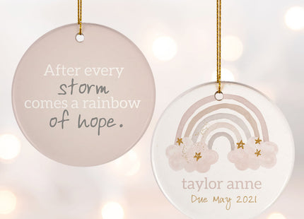 holiday personalized birth announcement monochromatic rainbow christmas ornament – Christmas ornament, holiday tree decoratio