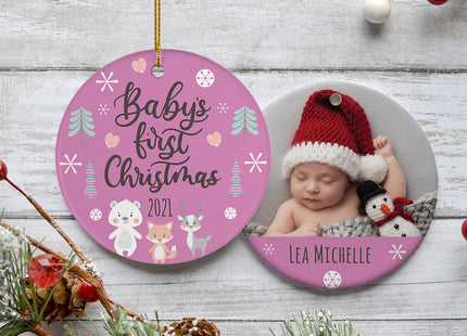 personalized personalized baby's first christmas woodland animals christmas ornament – Christmas ornament, holiday tree decor