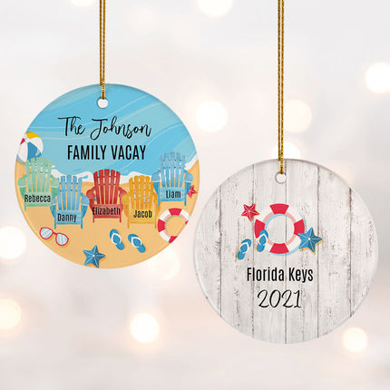 keepsake personalized family of 5 vacation adirondak chairs christmas ornament – Christmas ornament, holiday tree decoration 