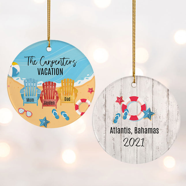 holiday personalized family of 6 vacation adirondak chairs christmas ornament – Christmas ornament, holiday tree decoration o