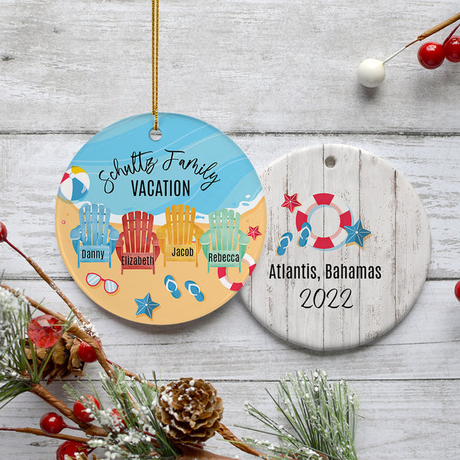 personalized personalized family of 4 vacation adirondak chairs christmas ornament – Christmas ornament, holiday tree decorat