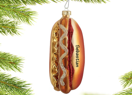 custom personalized ballpark hot dog christmas ornament – Christmas ornament, holiday tree decoration or gift