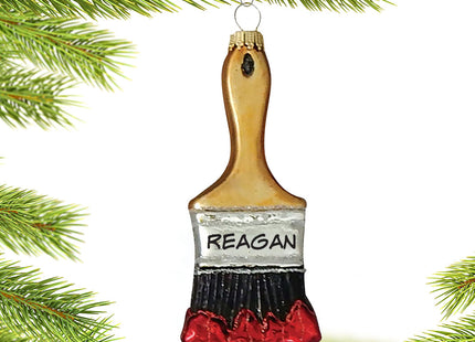 engraved personalized paintbrush with red paint christmas ornament – Christmas ornament, holiday tree decoration or gift