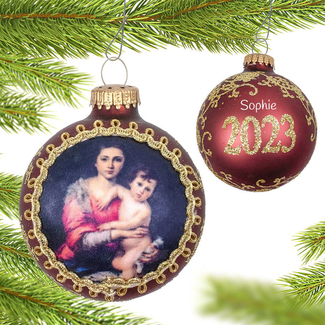 Dated Dated Masters on Silk (Virgin and Child Murillo) Ornament