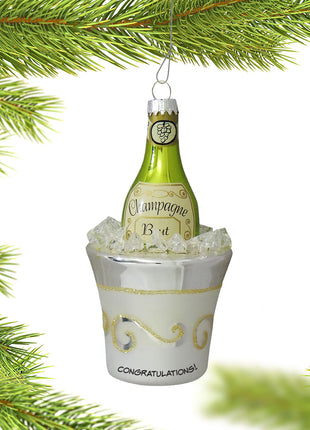 Champagne Bottle in Ice Bucket Ornament  by KREBS Ornament