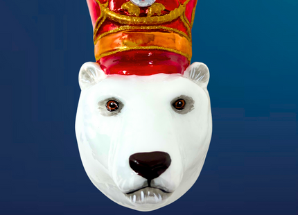 KRG Arctic Polar Bear Head Polish Glass Ornament