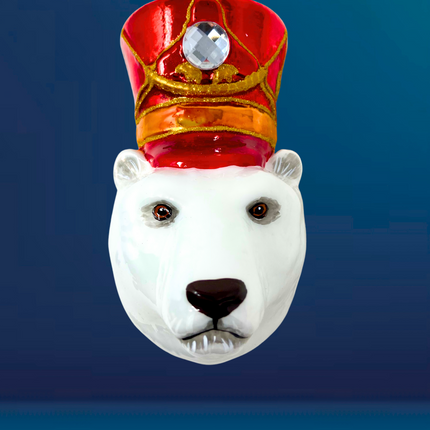 KRG Arctic Polar Bear Head Polish Glass Ornament
