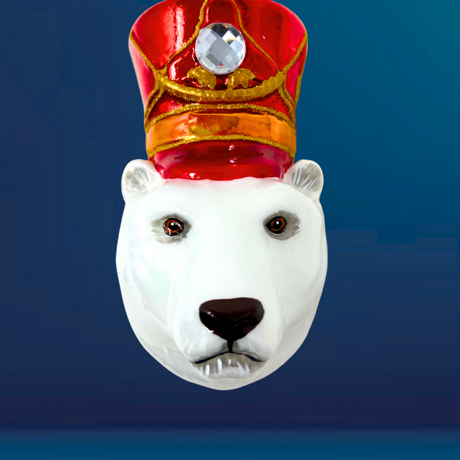 KRG Arctic Polar Bear Head Polish Glass Ornament