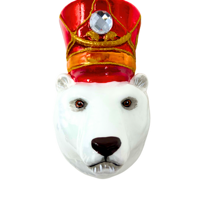 KRG Arctic Polar Bear Head Polish Glass Ornament