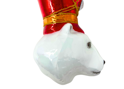 KRG Arctic Polar Bear Head Polish Glass Ornament