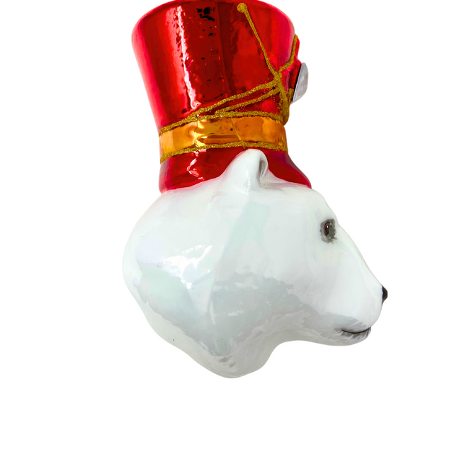 KRG Arctic Polar Bear Head Polish Glass Ornament