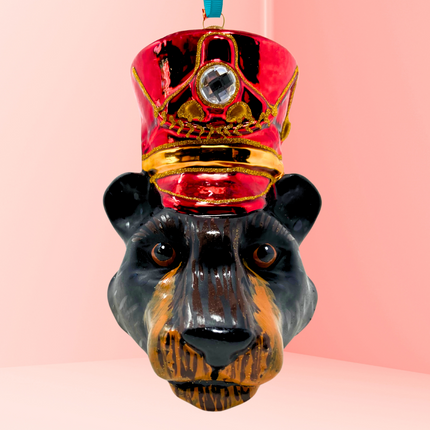 KRG Black Bear Head Polish Glass Ornament