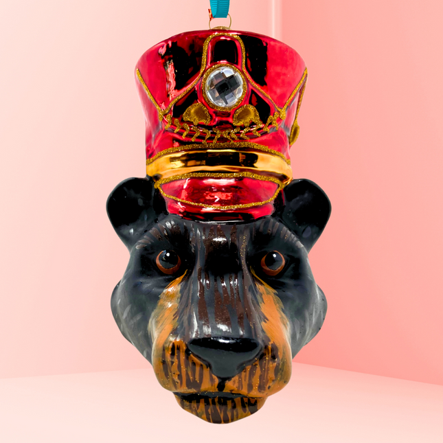 KRG Black Bear Head Polish Glass Ornament