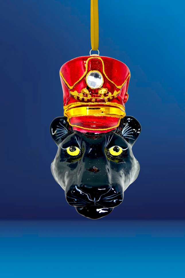 KRG Black Panther Head Polish Glass Ornament