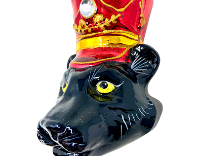 KRG Black Panther Head Polish Glass Ornament