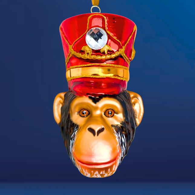 KRG Chimpanzee Head Polish Glass Ornament