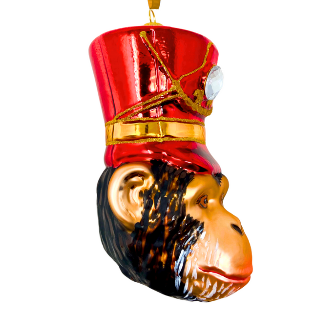 KRG Chimpanzee Head Polish Glass Ornament